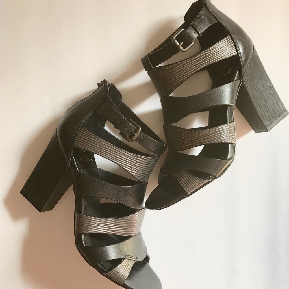 Isola Stacked Caged Leather Gladiator Heel - Picture 4 of 8